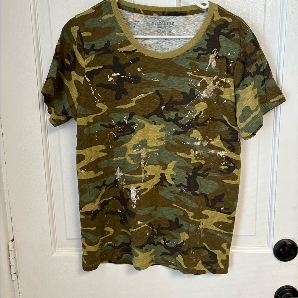 J. Crew Camouflage Gold Splatter T-Shirt